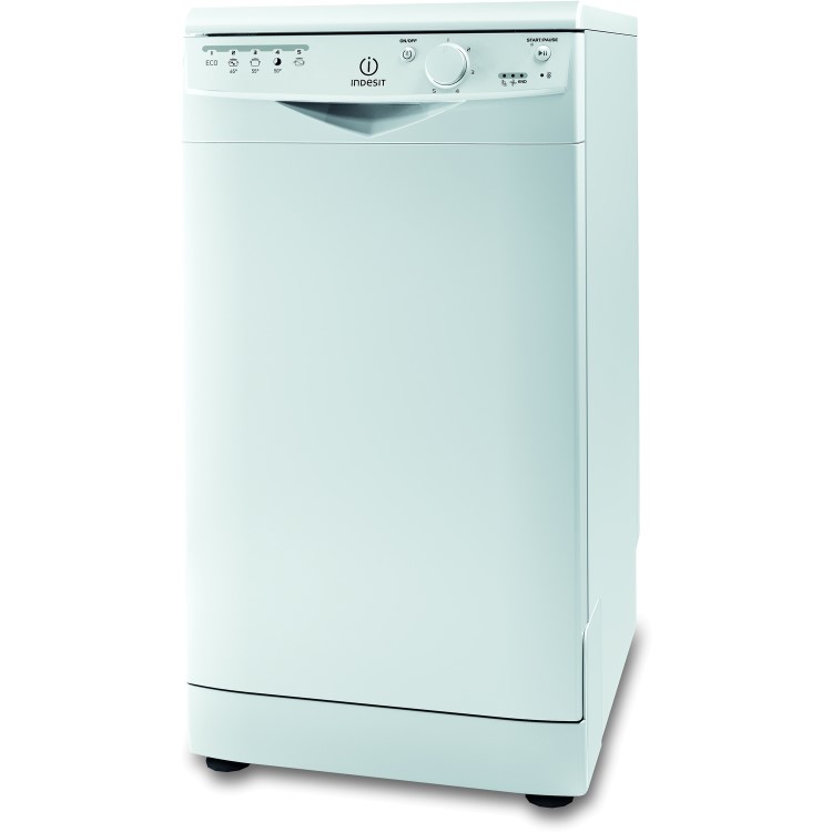 GRADE A1 - Indesit DSR15B1 10 Place Freestanding Slimline Dishwasher - White