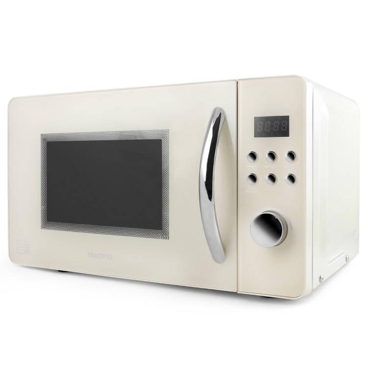 GRADE A2 - electriQ  20L 800W Retro Design Freestanding Digital Microwave in Cream