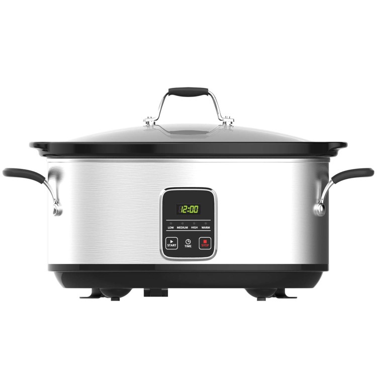 GRADE A1 - ElectriQ 6.2L Slow Cooker in Stainless Steel with Digital LED Display and Cool Touch Handles 