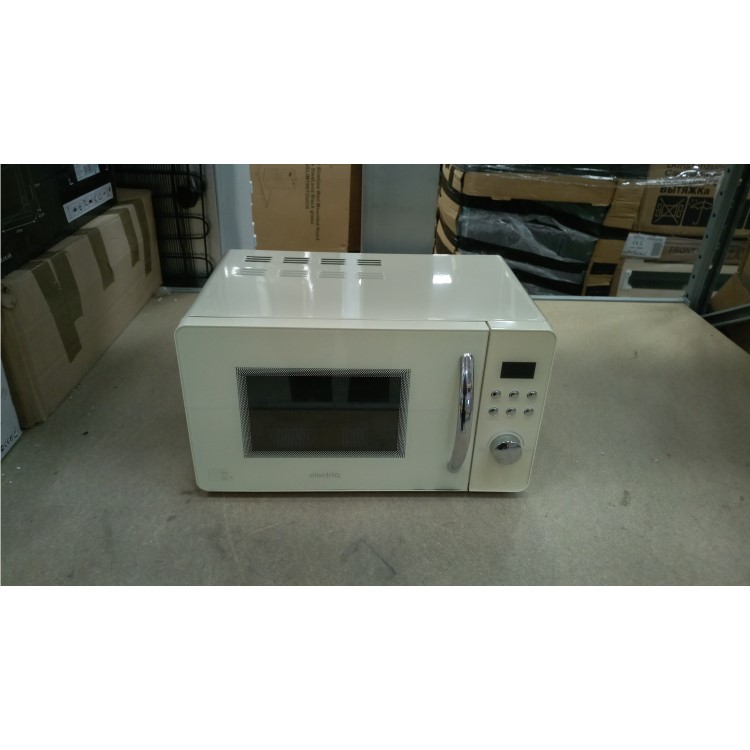 GRADE A2 - electriQ  20L 800W Retro Design Freestanding Digital Microwave in Cream