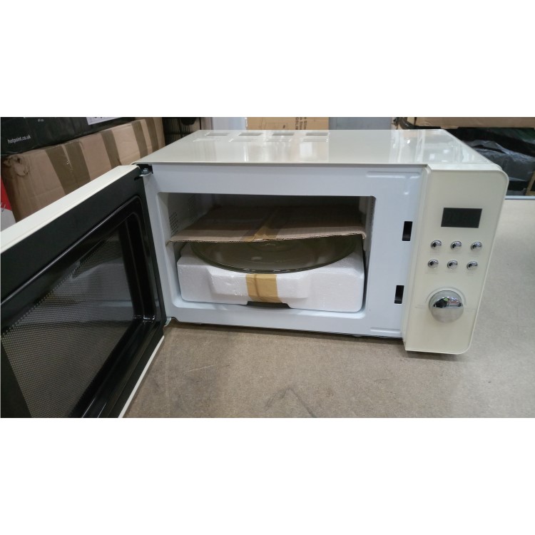 GRADE A2 - electriQ  20L 800W Retro Design Freestanding Digital Microwave in Cream