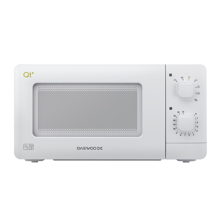 GRADE A2 - Daewoo QT1 14L 600W Manual Control Microwave - White - Great For Caravans And Motorhomes