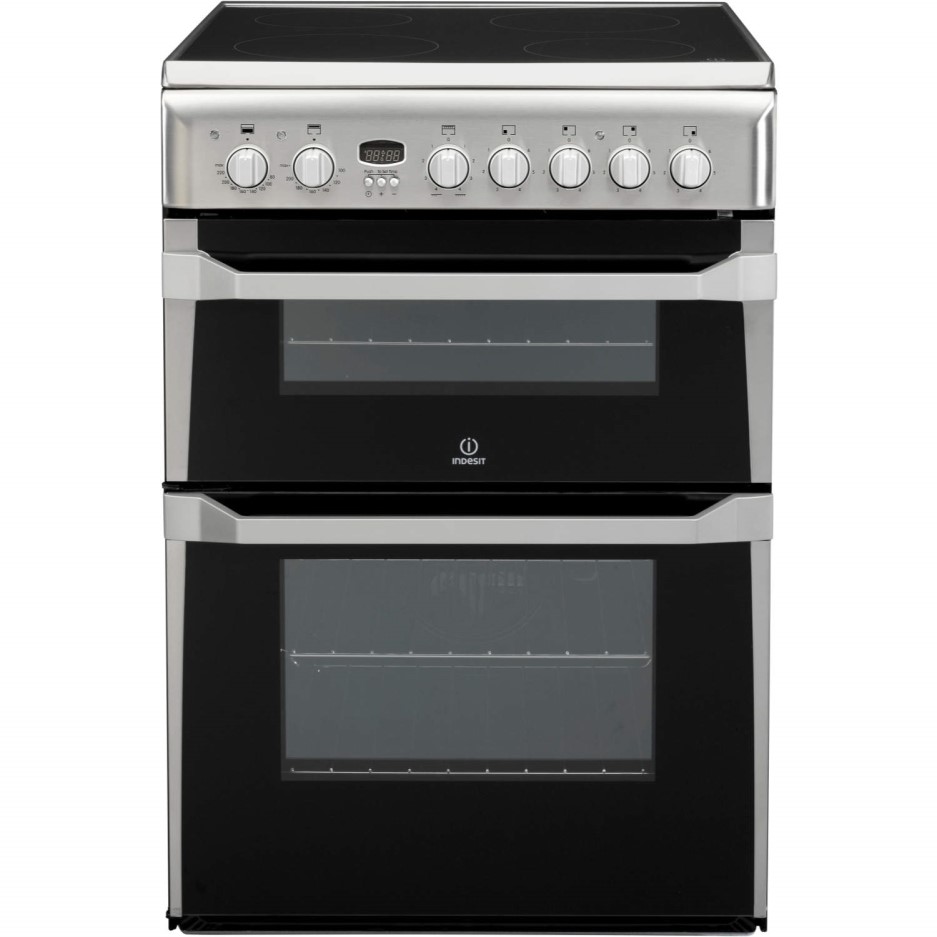 Indesit ID60C2XS 60cm Double Oven Electric Cooker With Ceramic Hob