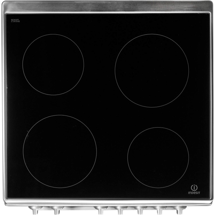 Indesit ID60C2XS 60cm Double Oven Electric Cooker With Ceramic Hob - Stainless Steel