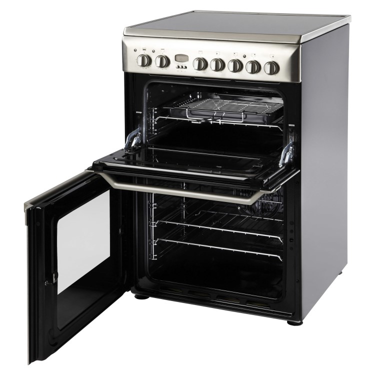 Indesit ID60C2XS 60cm Double Oven Electric Cooker With Ceramic Hob - Stainless Steel