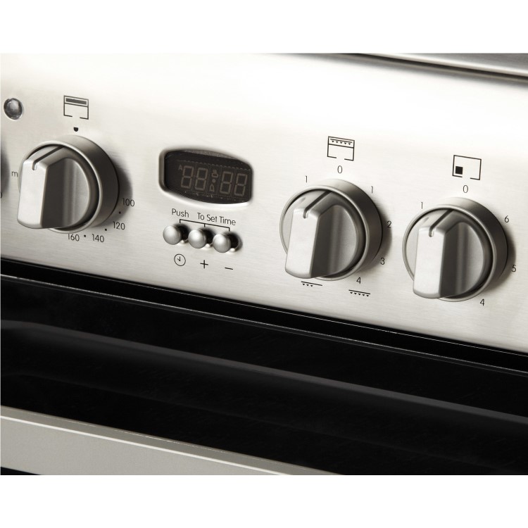 Indesit ID60C2XS 60cm Double Oven Electric Cooker With Ceramic Hob - Stainless Steel