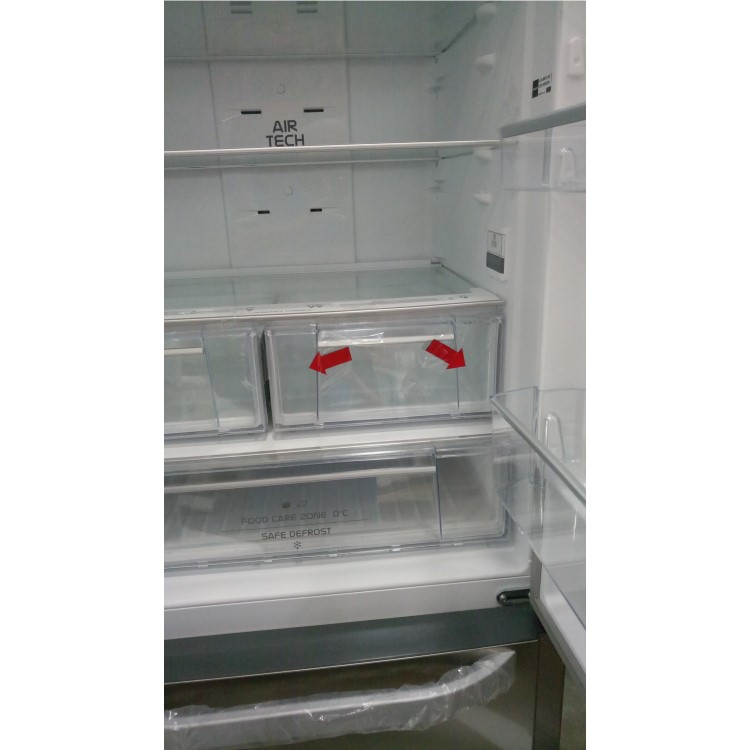 GRADE A2 - Hotpoint FFU3DX Frost Free Freestanding Fridge Freezer With French-style Doors - Stainless Steel