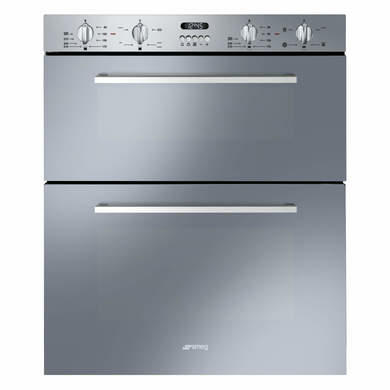 GRADE A2 - Smeg DUSF44X Cucina Electric 60cm Stainless Steel Double Under Counter Multifunction Oven With New Style Controls