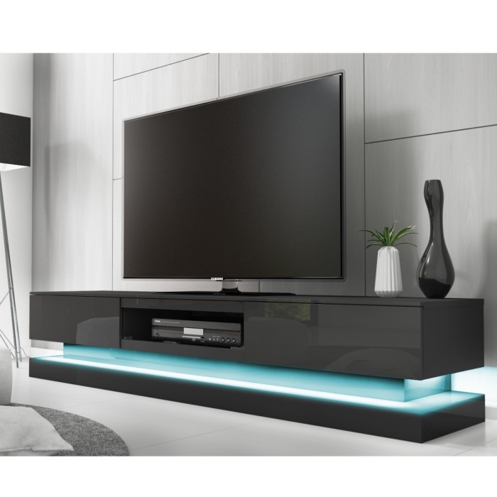 Evoque Large Grey High Gloss TV Unit with LED Lighting TV's up to 56" FOL300300_EG