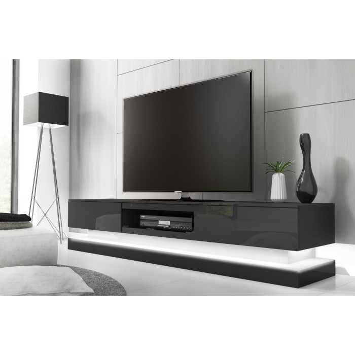 Evoque Large Grey High Gloss TV Unit with LED Lighting ...