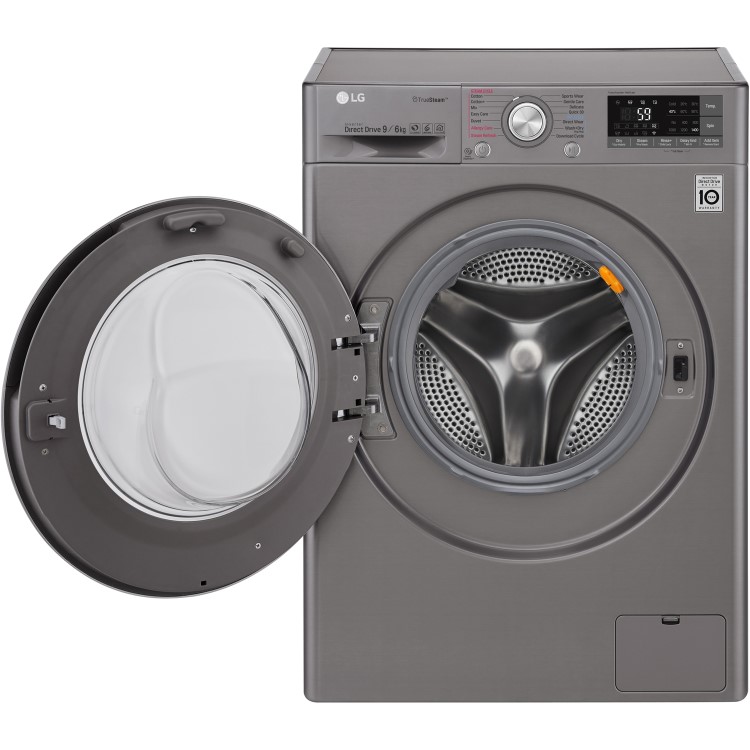 LG F4J8FH2S 9kg Wash 6kg Dry Eco Hybrid Freestanding Washer Dryer With TrueSteam And SmartThinQ - Shiny Steel