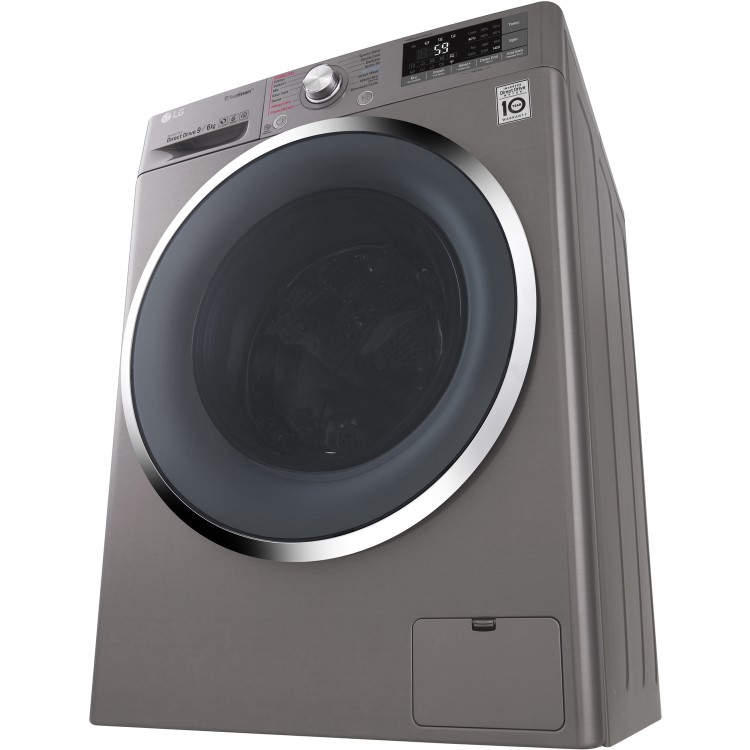LG F4J8FH2S 9kg Wash 6kg Dry Eco Hybrid Freestanding Washer Dryer With TrueSteam And SmartThinQ - Shiny Steel