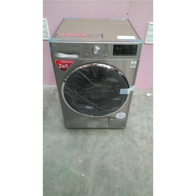GRADE A3 - LG F4J8FH2S 9kg Wash 6kg Dry Eco Hybrid Freestanding Washer Dryer With True Steam And Smart ThinQ - Shiny Steel