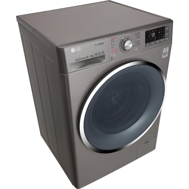 LG F4J8FH2S 9kg Wash 6kg Dry Eco Hybrid Freestanding Washer Dryer With TrueSteam And SmartThinQ - Shiny Steel