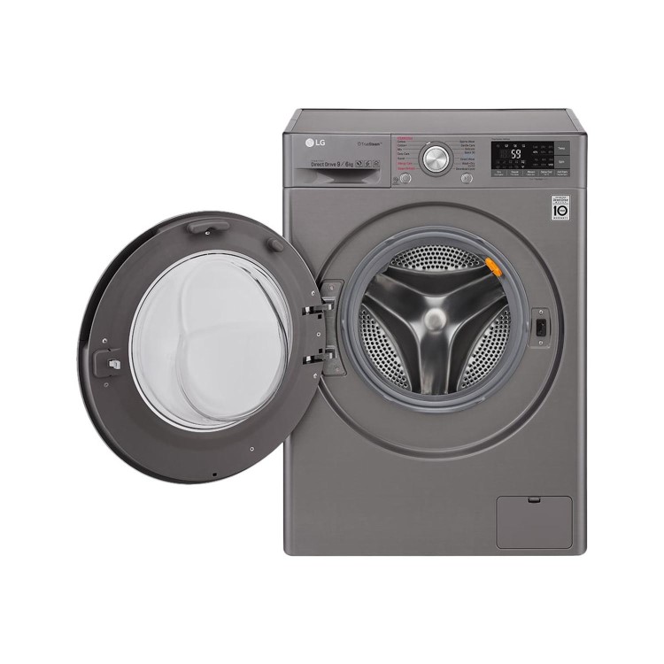 LG F4J8FH2S 9kg Wash 6kg Dry Eco Hybrid Freestanding Washer Dryer With TrueSteam And SmartThinQ - Shiny Steel