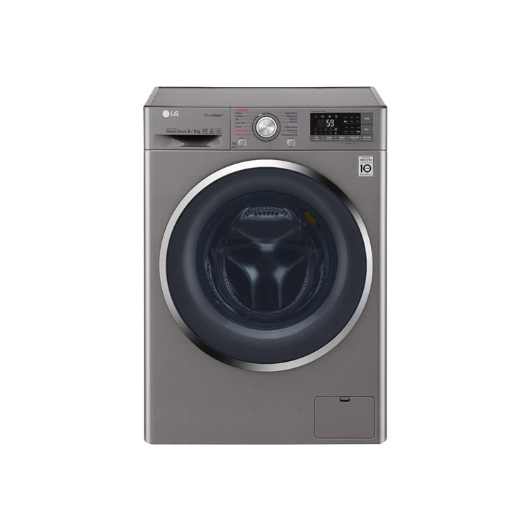LG F4J8FH2S 9kg Wash 6kg Dry Eco Hybrid Freestanding Washer Dryer With TrueSteam And SmartThinQ - Shiny Steel