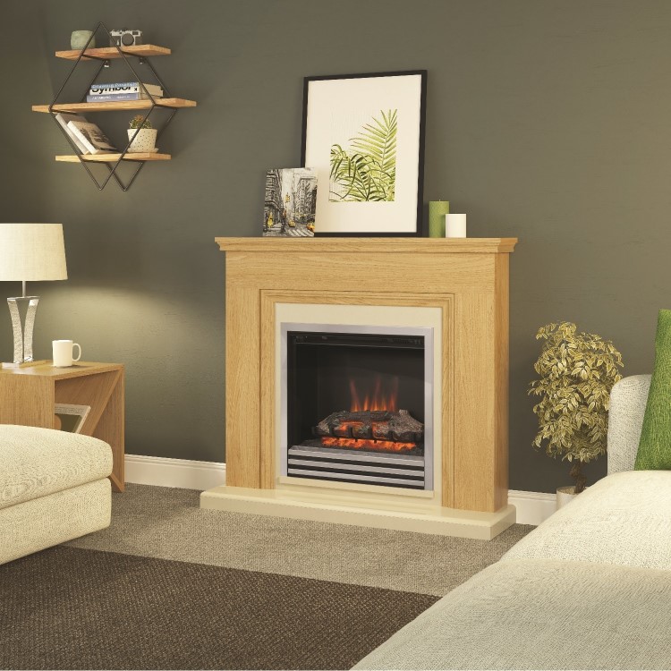 BeModern Stanton Oak Fireplace Suite with Electric Inset Fire