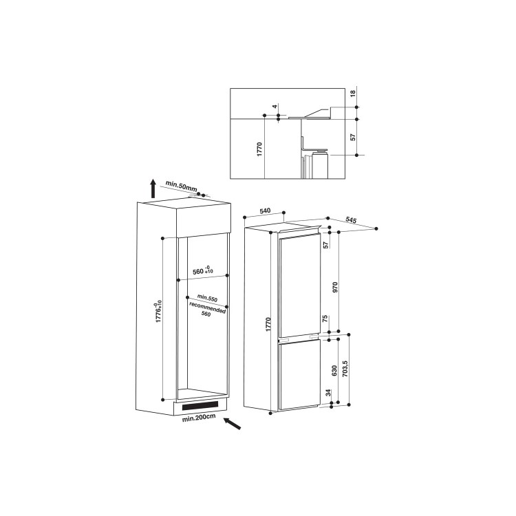HOTPOINT HM7030ECAA03 70-30 Sliding Rail Integrated Fridge Freezer