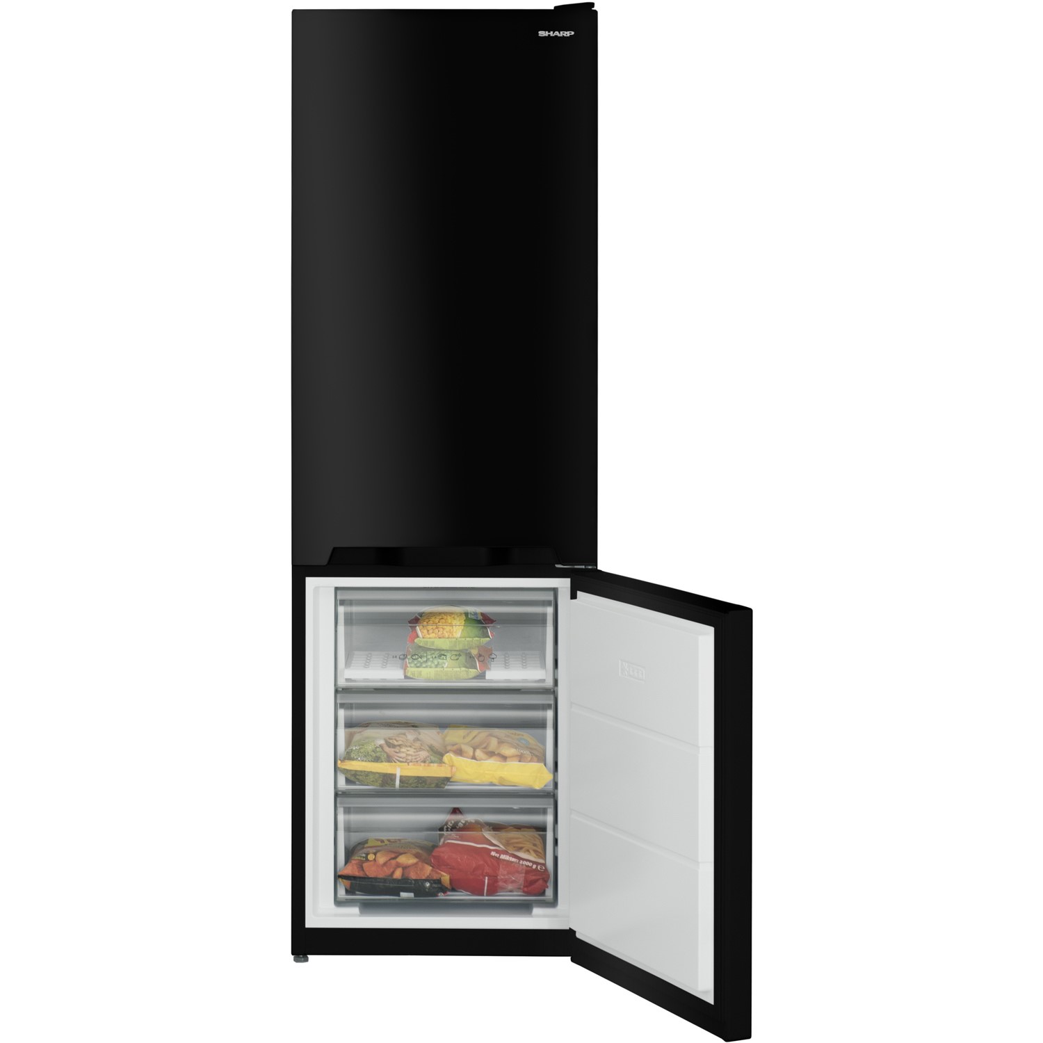Sharp Sjbm324b 60cm Frost Free Freestanding Fridge Freezer Black