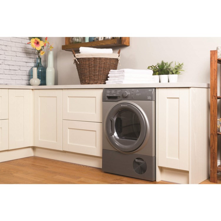 GRADE A1 - Hotpoint TCFS73BGG 7kg Freestanding Condenser Tumble Dryer - Graphite