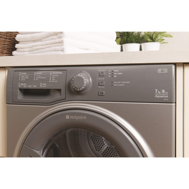 GRADE A1 - Hotpoint TCFS73BGG 7kg Freestanding Condenser Tumble Dryer - Graphite