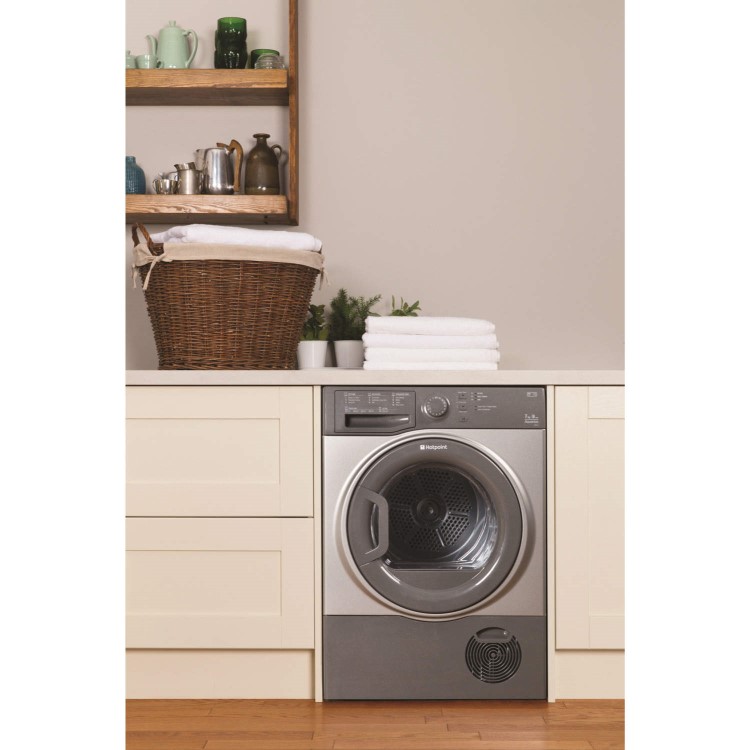 GRADE A1 - Hotpoint TCFS73BGG 7kg Freestanding Condenser Tumble Dryer - Graphite
