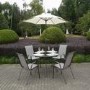 Grey Metal 4 Seater Garden Furniture Dining Set - Parasol Included 