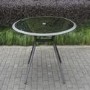 Grey Metal 4 Seater Garden Furniture Dining Set - Parasol Included 