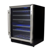 GRADE A3 - electriQ 60cm Wide 51 Bottle Dual Zone Wine Cooler - Stainless Steel/Black