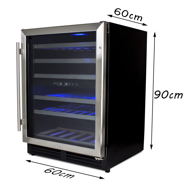 GRADE A3 - electriQ 60cm Wide 51 Bottle Dual Zone Wine Cooler - Stainless Steel/Black