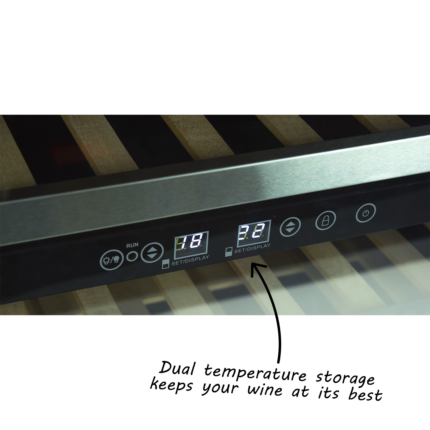 electriQ 60cm Wide 51 Bottle Dual Zone Wine Cooler Stainless Steel