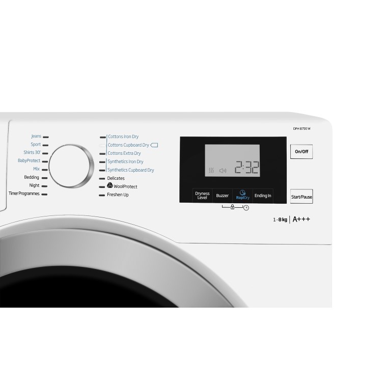 GRADE A2 - Beko DPH8756W 8kg  Freestanding Heat Pump Tumble Dryer - White