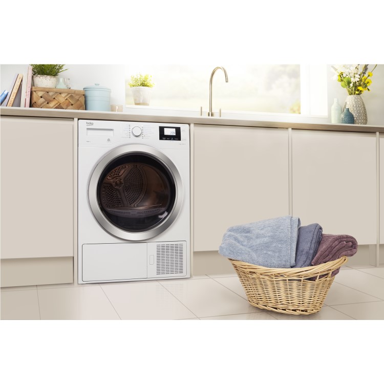 GRADE A2 - Beko DPH8756W 8kg  Freestanding Heat Pump Tumble Dryer - White