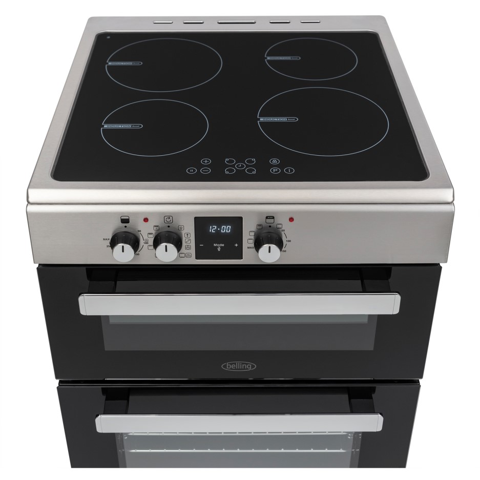 Belling FSI608MFTc 60cm Double Oven Electric Cooker With Induction Hob Stainless Steel