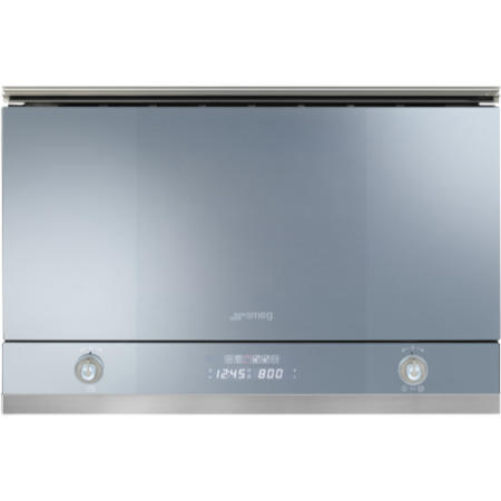 GRADE A1 - Smeg MP122N Linea 21L Black Glass Microwave with Grill and side opening door -320mm depth