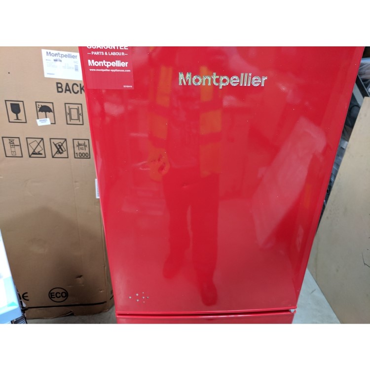 GRADE A3 - Montpellier MAB148R Retro Style 50-50 Freestanding Fridge Freezer - Red