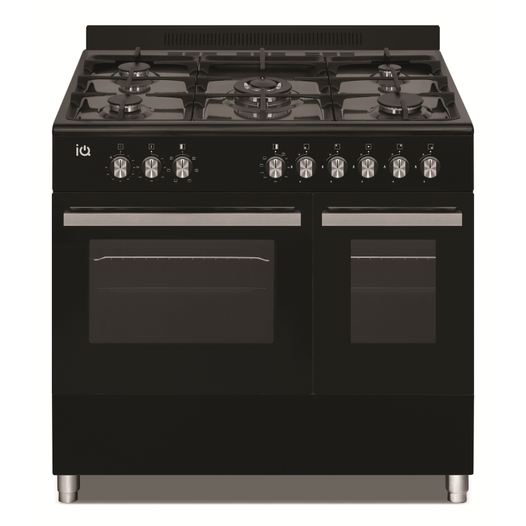 GRADE A2 - iQ 90cm Dual Fuel Double Oven Range Cooker Black