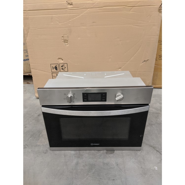 GRADE A2 - Indesit MWI3443IX 900W 40L Built-in Microwave Oven And Grill - Stainless Steel