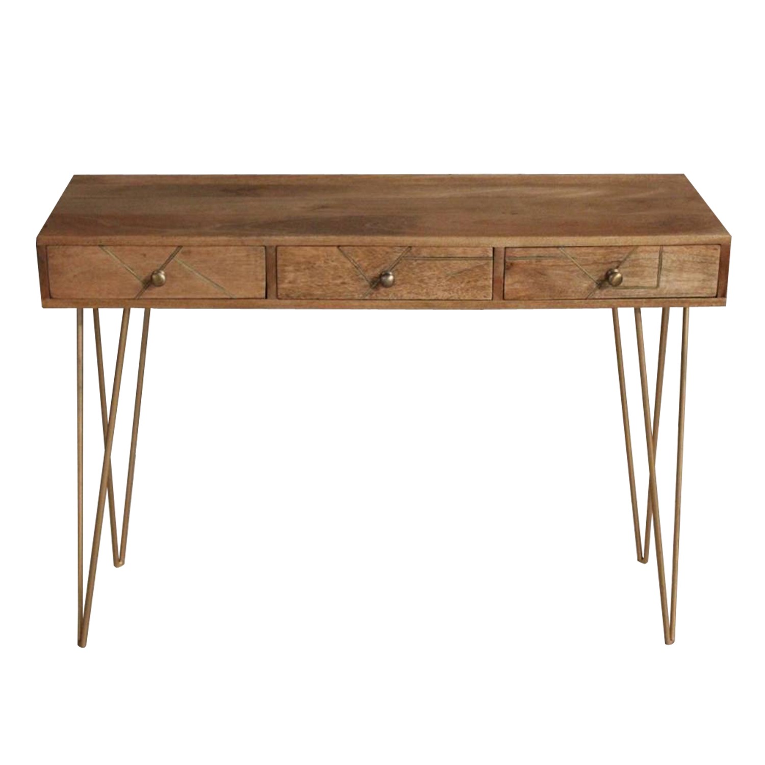 Modern Industrial Console Table 3 Drawer Storage Wood