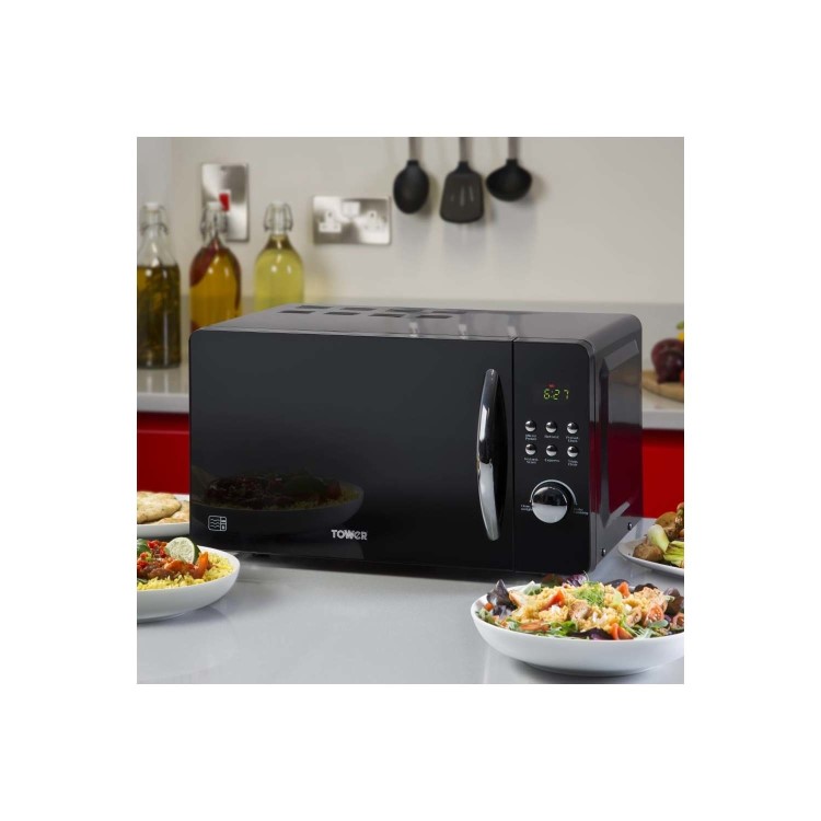 GRADE A2 - Tower T24012 800 Watt 20 Litre Freestanding Microwave Oven - Black
