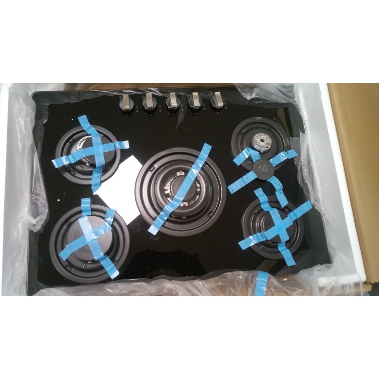 GRADE A2 - Rangemaster RMB70HPNGFGL 70cm 5 Burner Gas Hob Black Glass