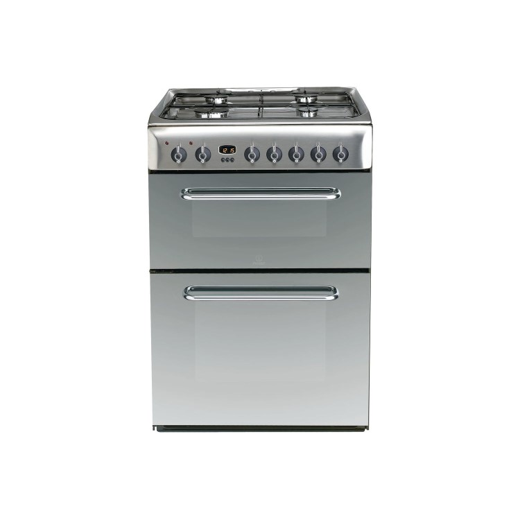 GRADE A3 - Indesit KDP60SES 60cm Wide Double Oven Dual Fuel Cooker - Stainless Steel