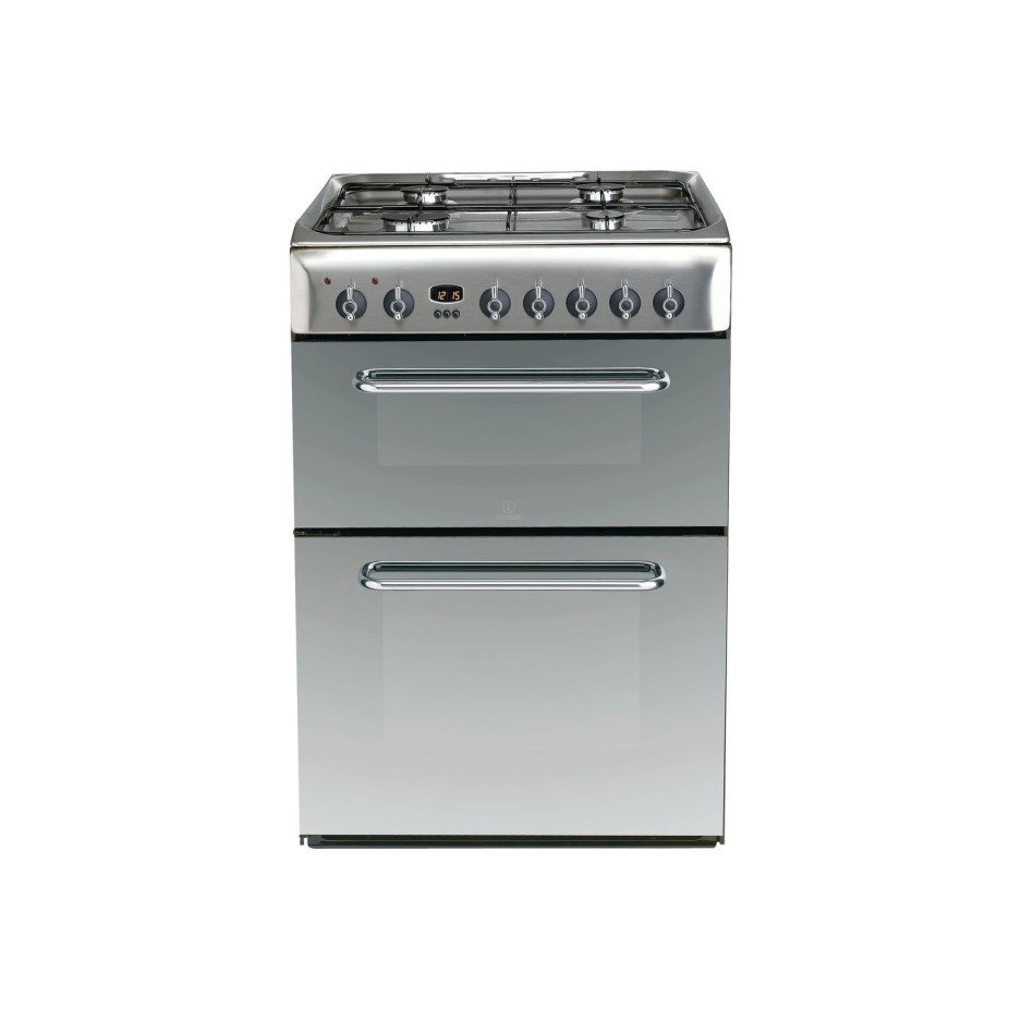 Indesit KDP60SES 60cm Wide Double Oven Dual Fuel Cooker Stainless