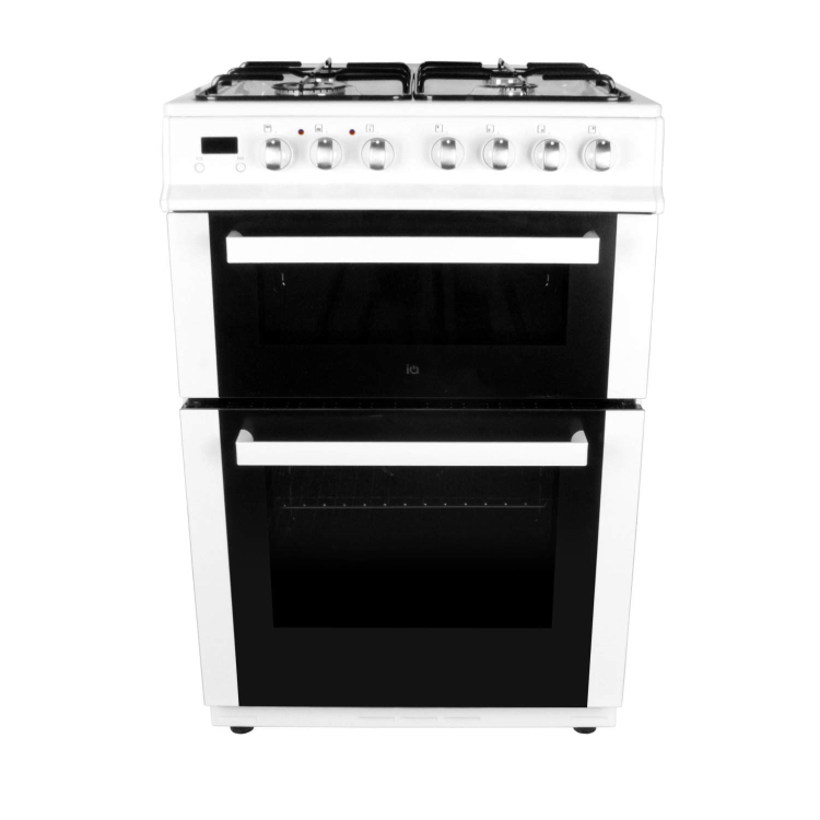 electriQ 60cm Double Oven Dual Fuel Cooker - White
