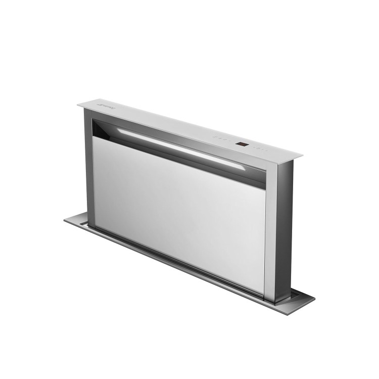 Smeg KDD90VXBE 90cm Downdraft Extractor White Glass And Stainless Steel