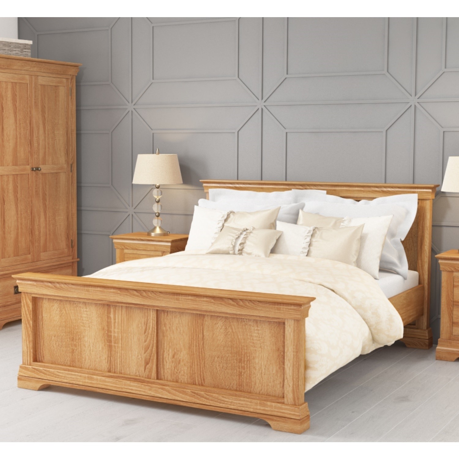 King Timber Bed Frame Solid Oak Wood King Size Bed Frame Wooden 5ft Farmhouse Style | eBay