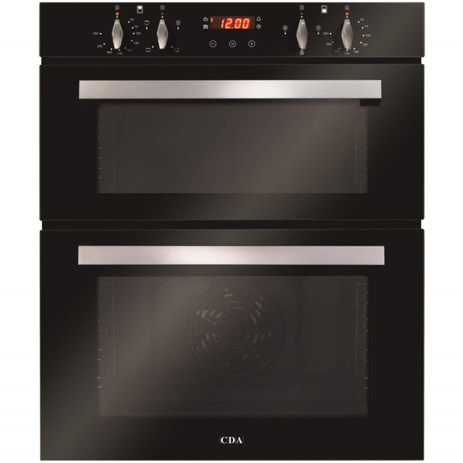 CDA DC740BL Electric Built Under Fan Double Oven With Touch Control Timer Black Appliances