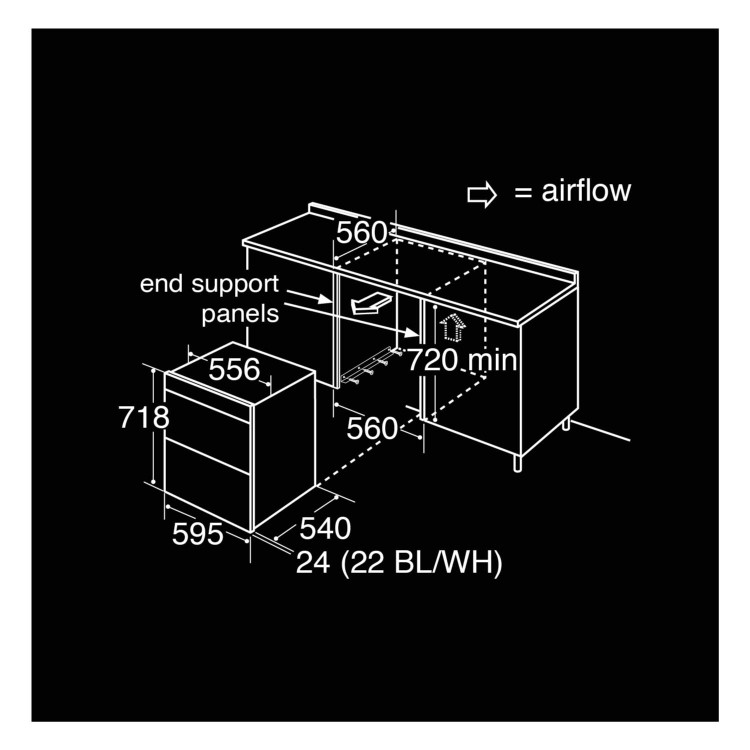 GRADE A2 - CDA DC740BL Electric Built Under Fan Double Oven With Touch Control Timer - Black