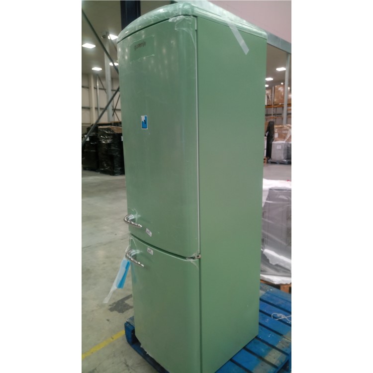 GRADE A3 - Gorenje ONRK193OL Retro Style Super Efficient No Frost Freestanding Fridge Freezer - Olive