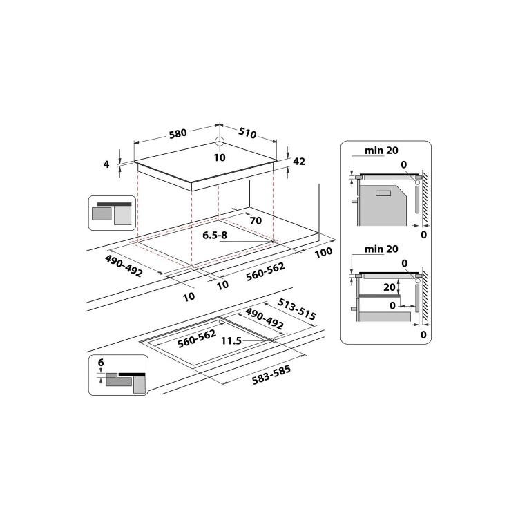 Hotpoint 58cm 4 Zone Ceramic Hob